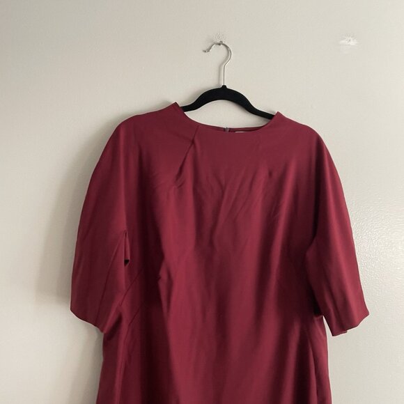 MM Lafleur Women 16 Bordeaux Washable Wool Twill Mock Neck Farnoosh Sheath Dress - Picture 4 of 11